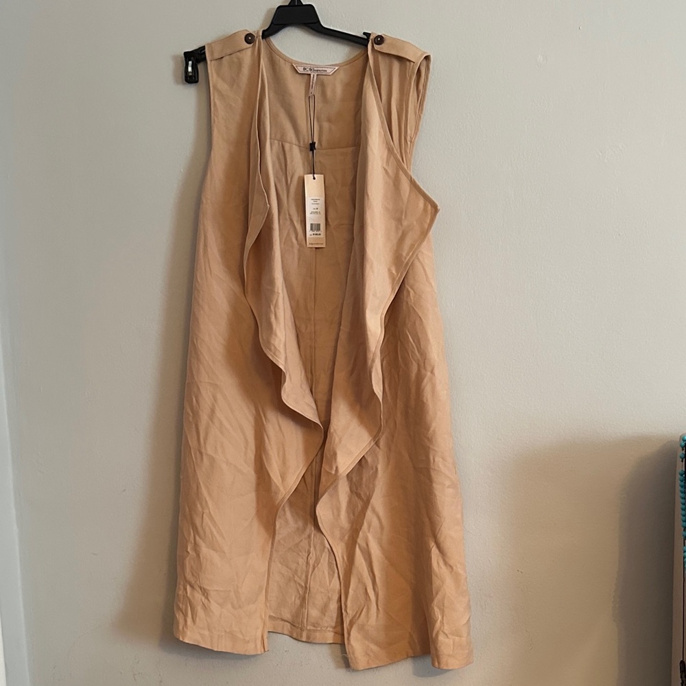 BCBGeneration Beige Sleeveless Drape Cardigan